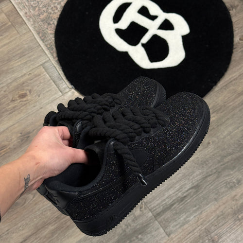 Custom Black Glitter x Red Bottoms AF1