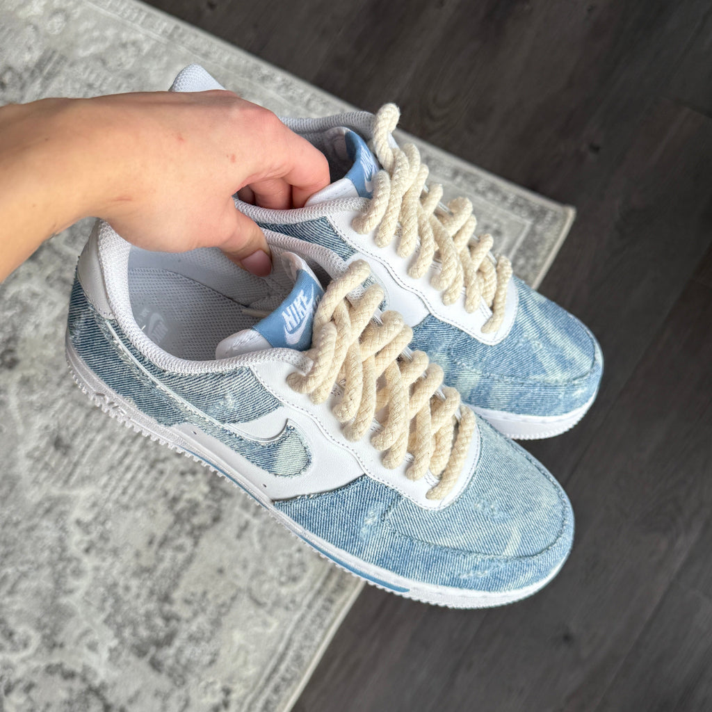 Custom Light Wash Denim AF1