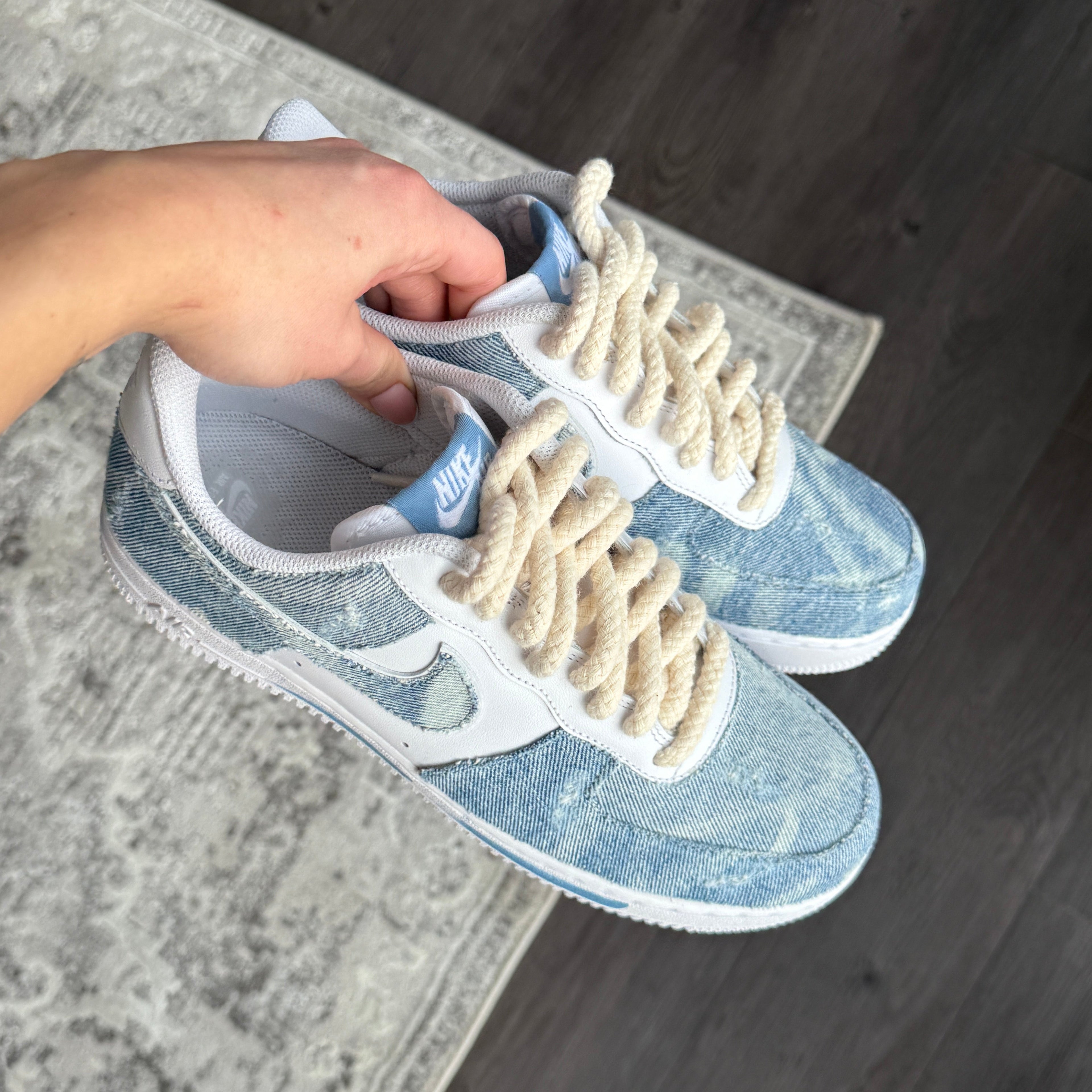 Custom Light Wash Denim AF1